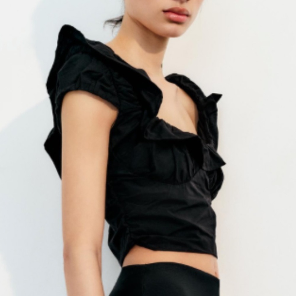 ZARA off the shoulder black crop top NWOT